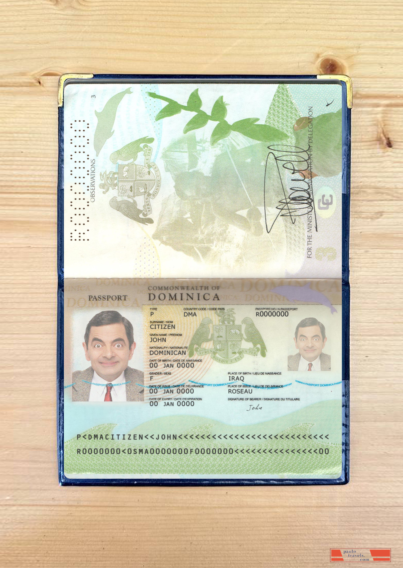 Dominica passport new 2019 present photolook PSD template